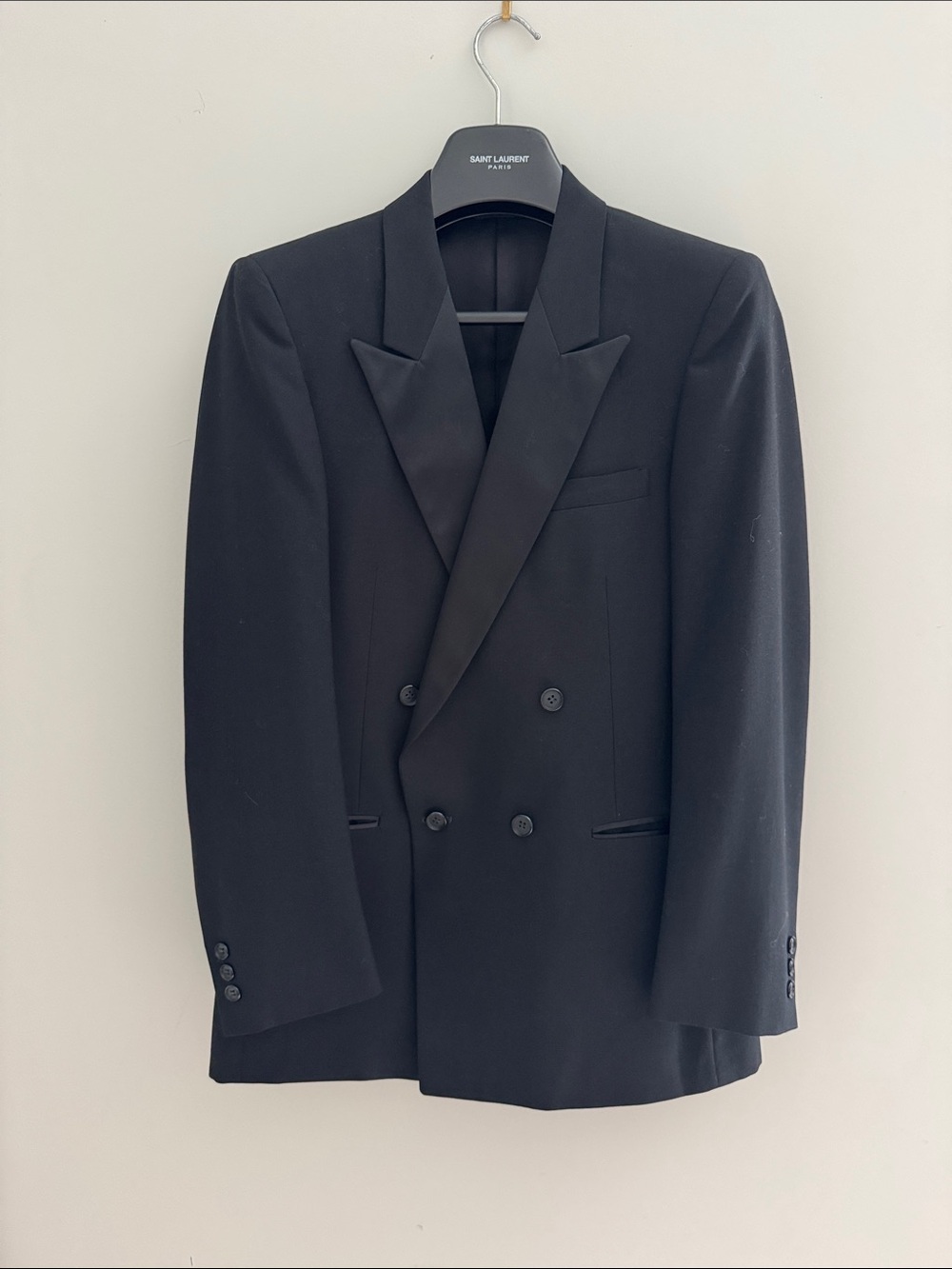 Pierre Balmain Black Double-Breasted Peak Lapel Tuxedo Jacket